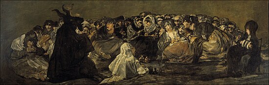 שבת המכשפות - פרנצ'סקו גויה 1821 מוזיאון דל פראדו, מדריד. המכשפות סוגדות לשטן, ראשו עטור קרניים.