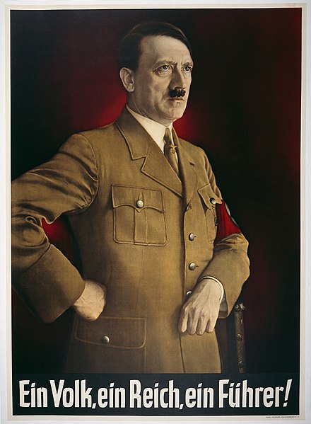 פוסטר תעמולה נאצי עם אדולף היטלר והכיתוב Ein Volk ein Reich ein Fuhrer